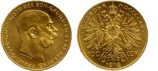 Acquisto e vendita monete d'oro 100 corone austria compro oro palermo
