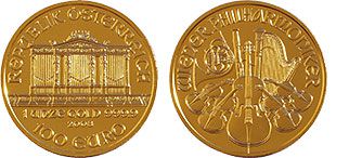 Acquisto e vendita monete d'oro 100€ Vienna Philharmonic compro oro palermo