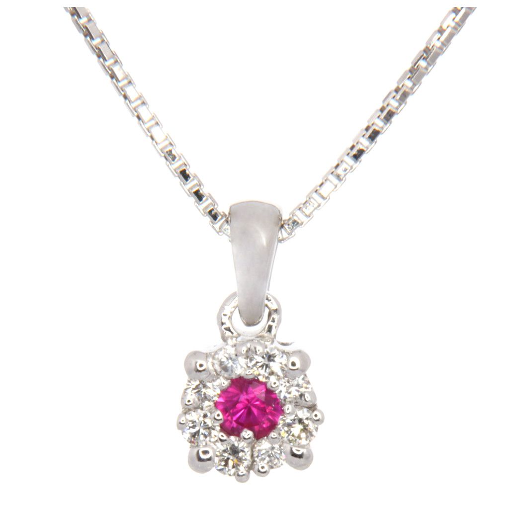 Gioielleria a Palermo:Collier Oro Bianco 18kt Brillanti e Rubino - "Cefalù"