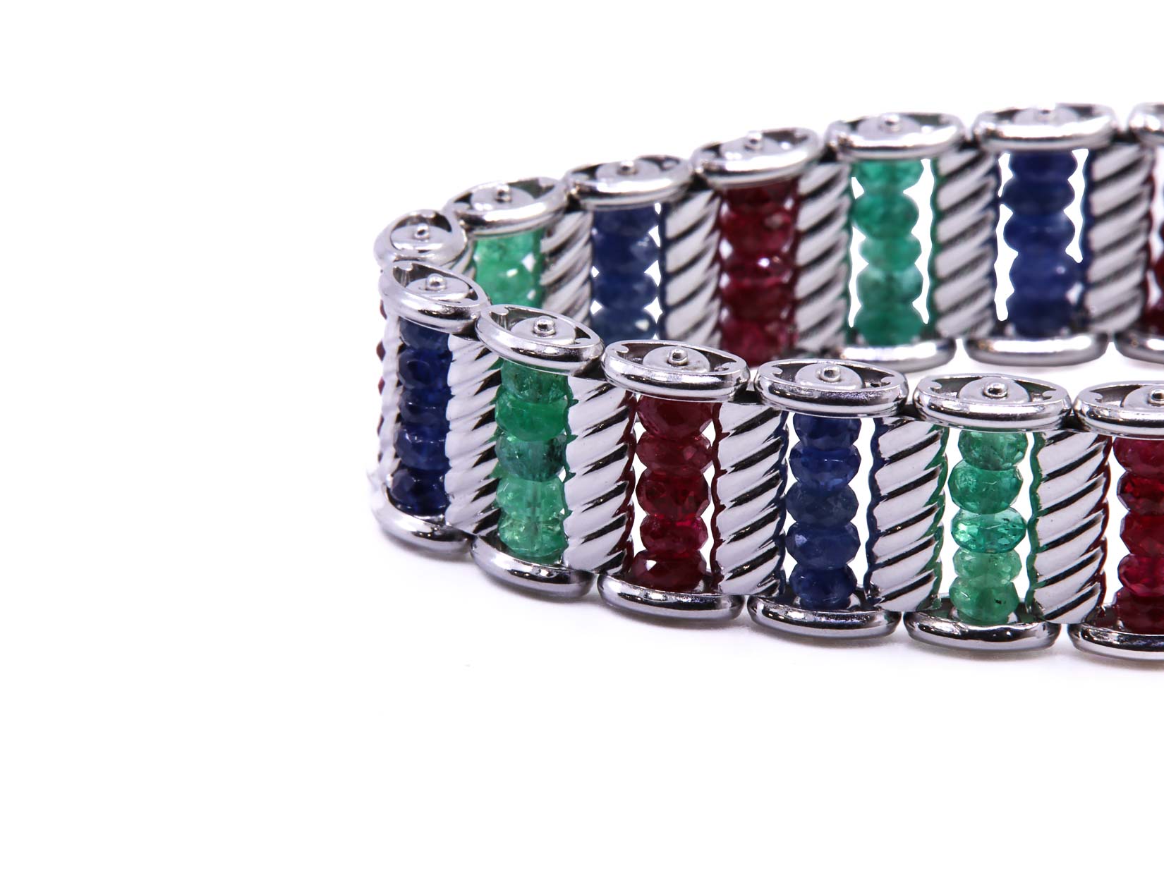 Bracciale con radici di smeraldi, rubini e zaffiri, gr. 33,9