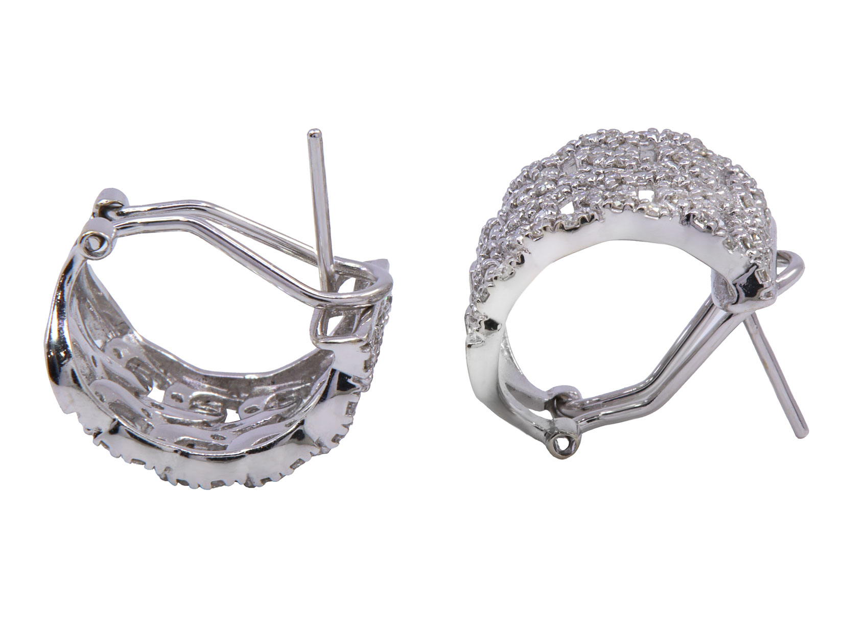 Orecchini in oro bianco a titolo 750/°°° (18 carati) con dei piccoli diamanti