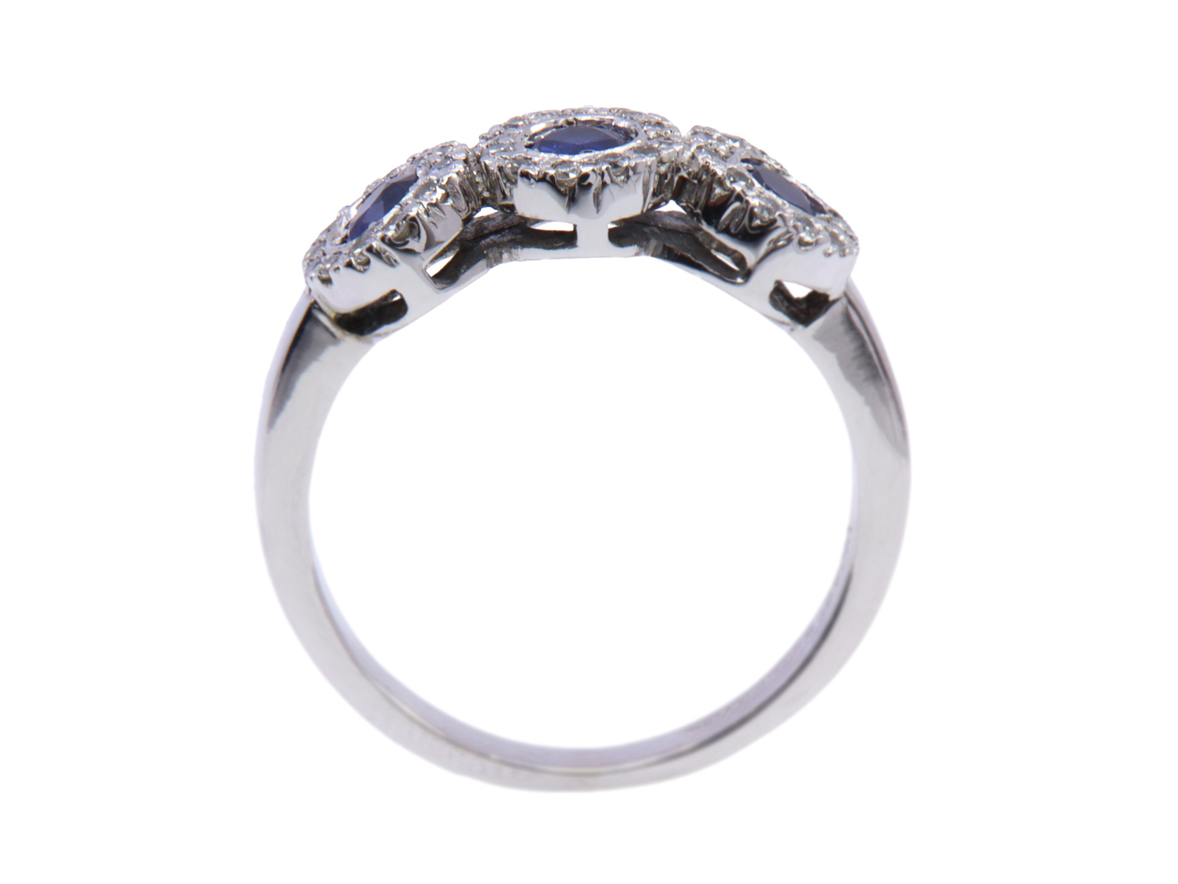 Lotto anello oro bianco a titolo 750/°°° con zaffiri 0,65ct.e brillanti 0,22 