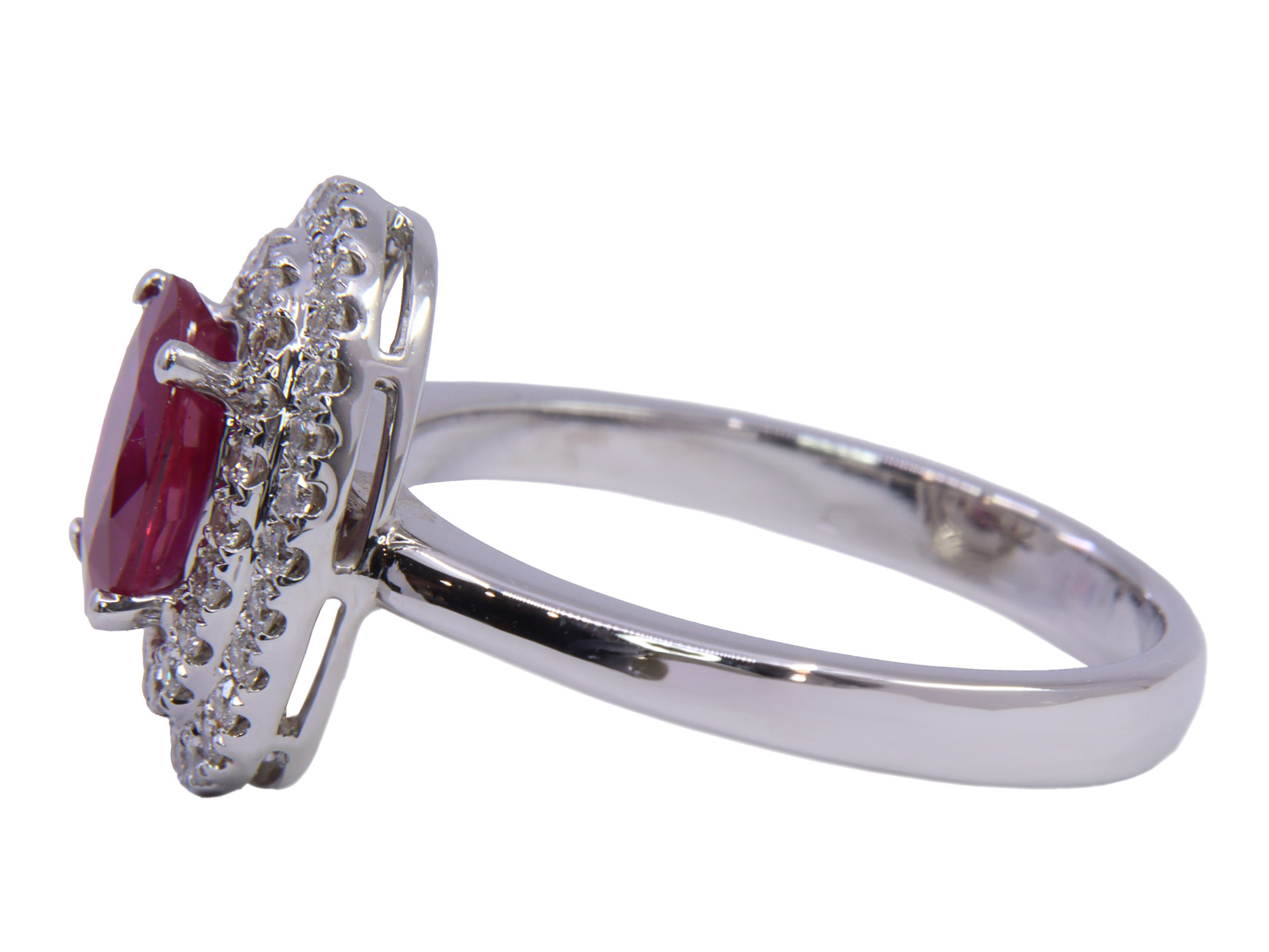 Collana - Rubino 1,32ct. brillanti 0,45ct. F-VVS in oro 18kt. peso totale 5gr