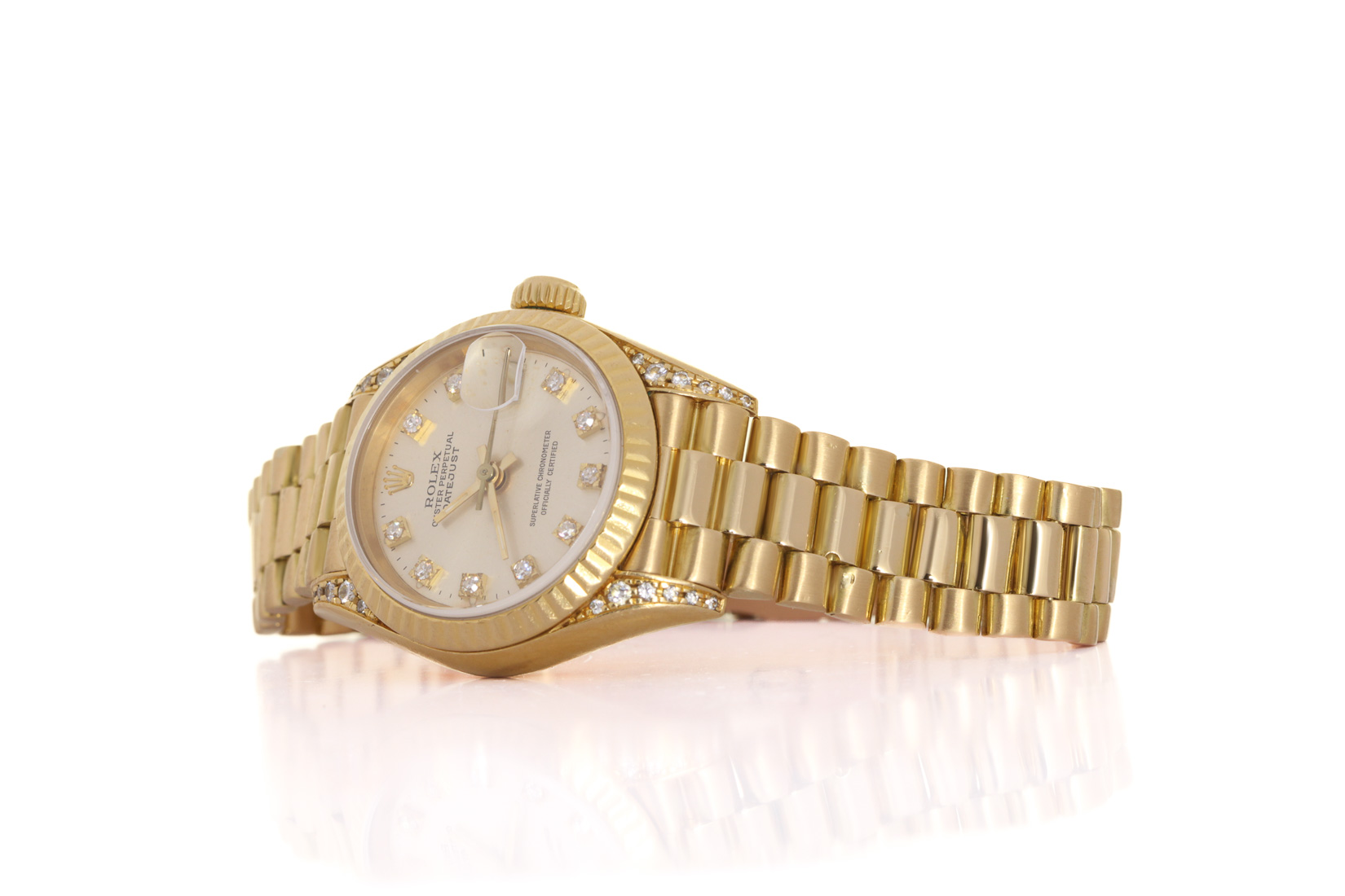 Rolex 69238 O.P. Lady Datejust, Factory Diamonds, 18Kt Yellow Gold, Rolex Box & Papers, 1992