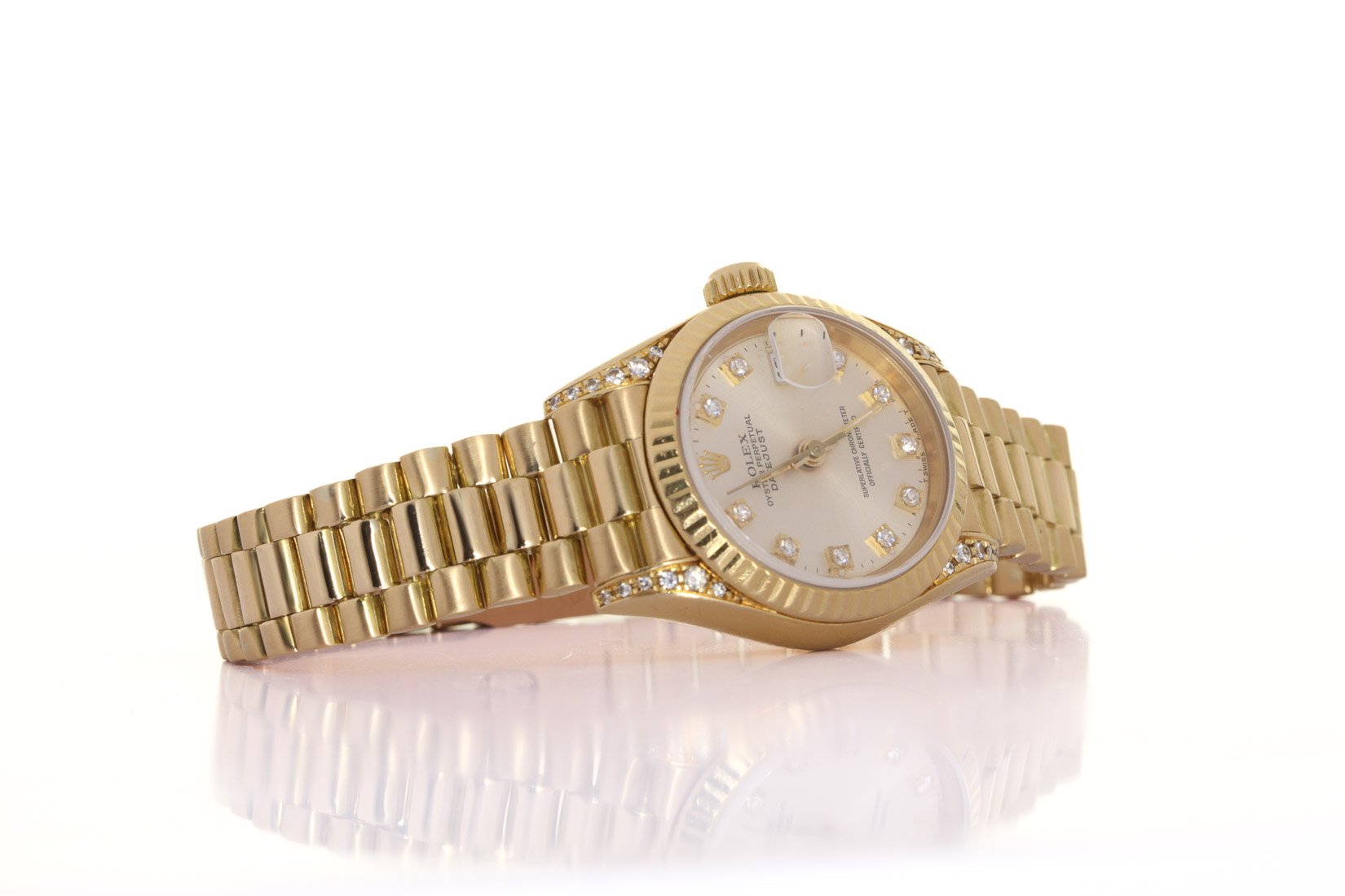 Rolex 69238 O.P. Lady Datejust, Factory Diamonds, 18Kt Yellow Gold, Rolex Box & Papers, 1992