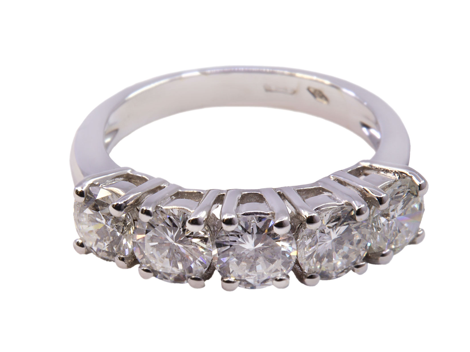 Anello Veretta - 5 brillanti certificati IGI, carati totali 2,35ct. peso totale 5gr.