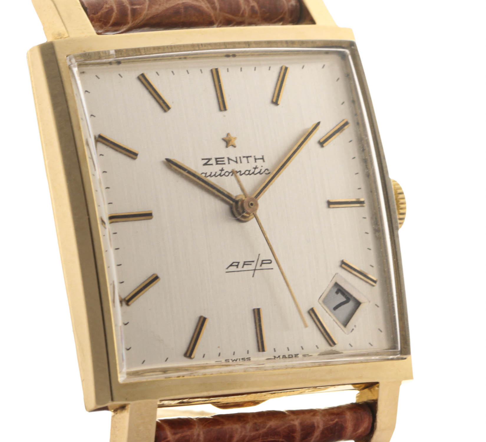 Zenith Gold 18kt (net 15,9 gr) Carrè 30 x 30mm, automatic cal. 408, 30 x 30 mm,  approx 1970