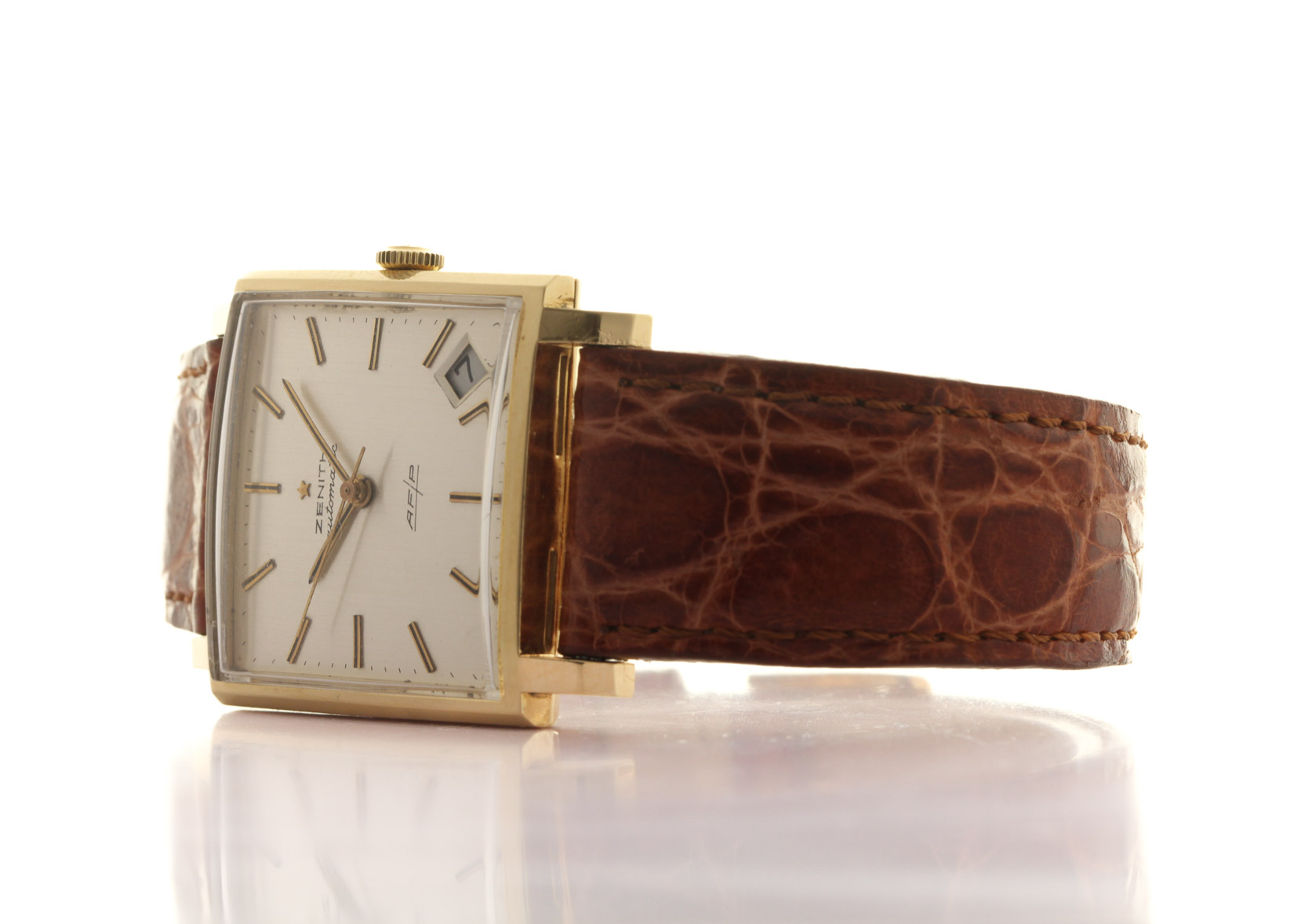 Zenith Gold 18kt (net 15,9 gr) Carrè 30 x 30mm, automatic cal. 408, 30 x 30 mm,  approx 1970