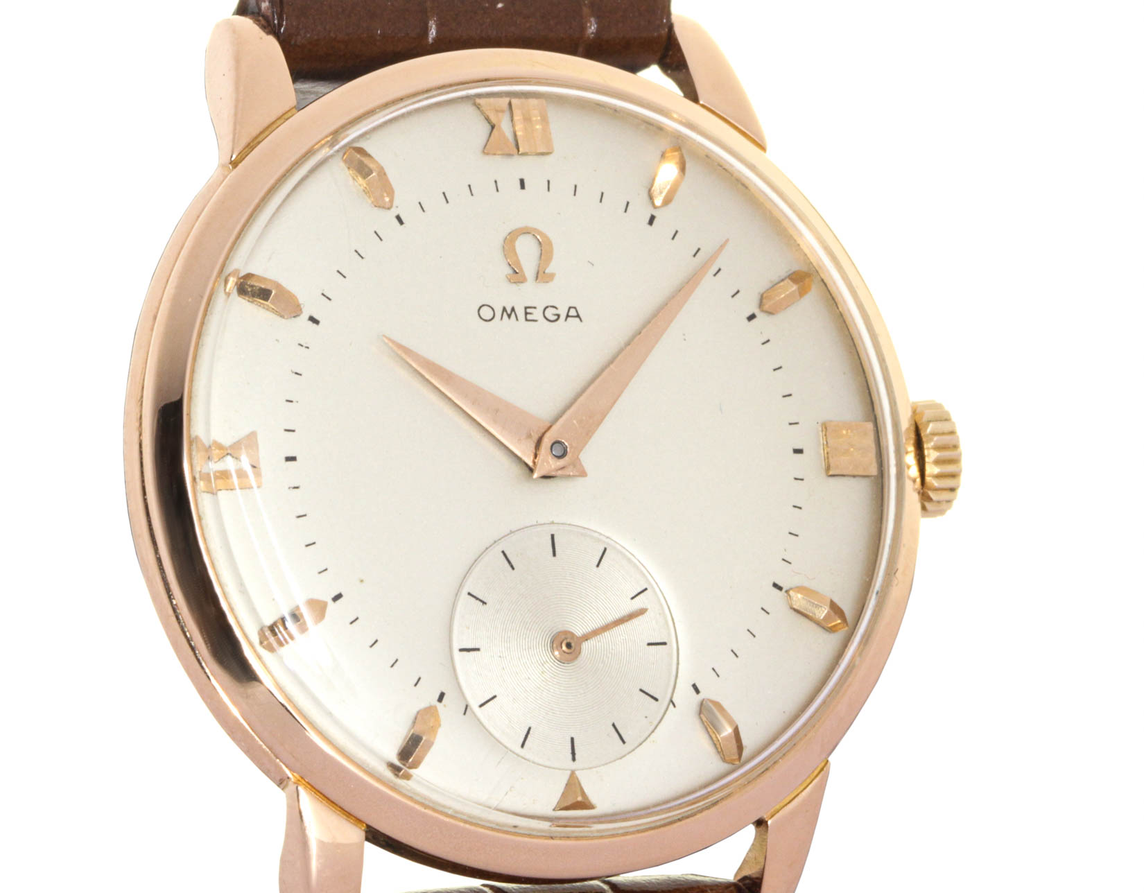 Omega 2894 Small Seconds 18kt Yellow Gold, 34mm, leather bracelets, omega Box our Warranty, circa 1980
