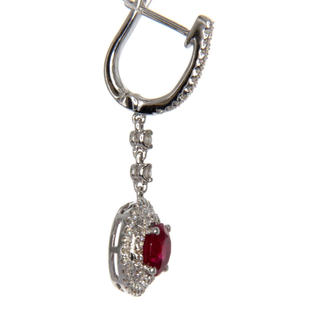 Orecchini brillanti 0,60Ct F-VVS - Rubini Ct2,00 oro bianco 5,10 gr