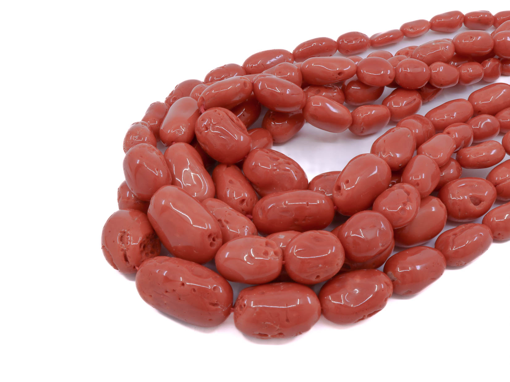 Collana di corallo grezzo 5 fili lunga