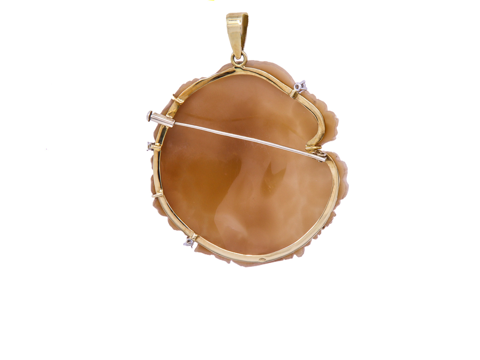 Ciondolo/Spilla Cameo in oro giallo 18kt. con brillanti 