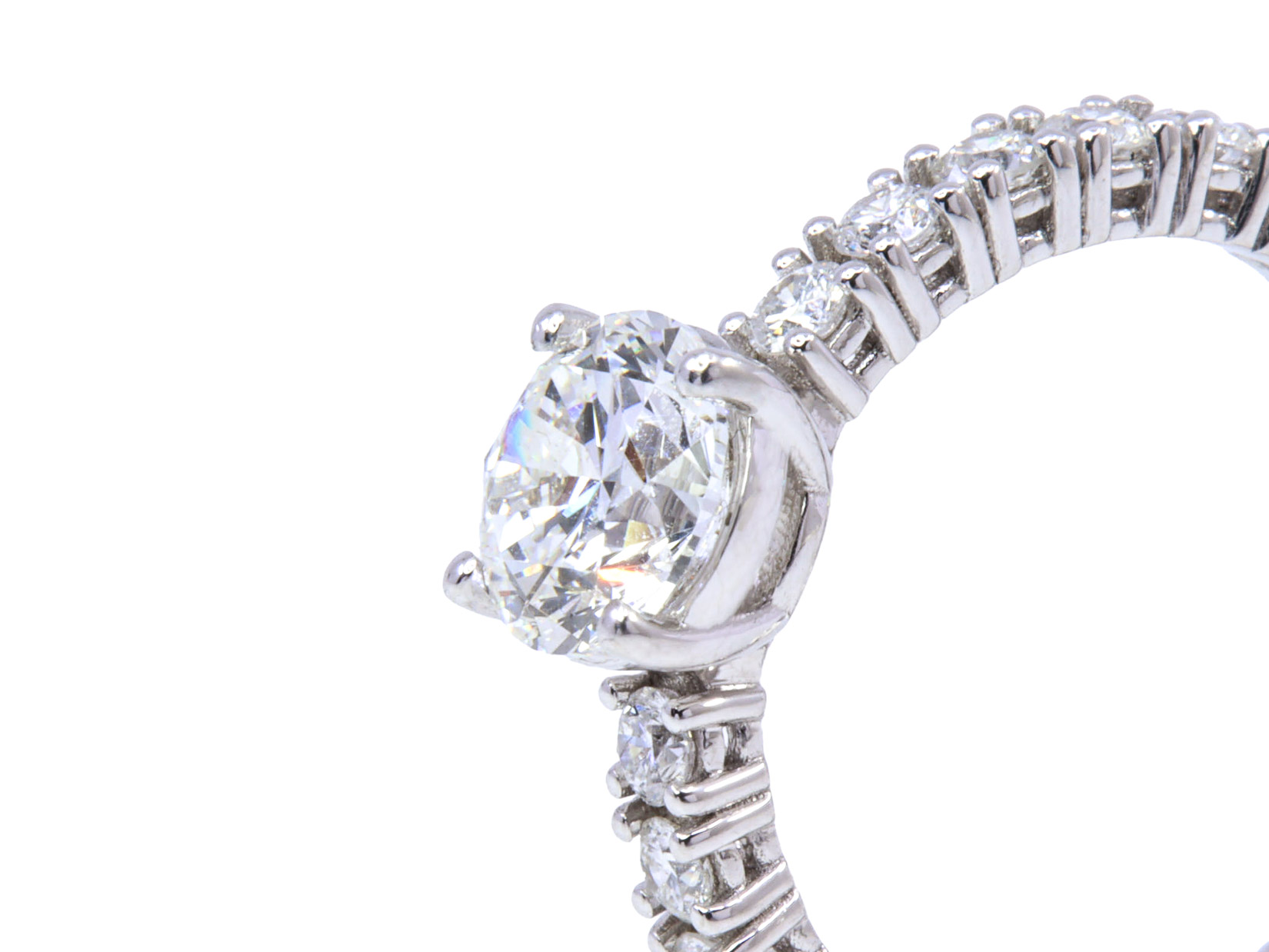 Anello solitario collezione Pantelleria - Diamanti 1,50+1,03ct. F-VS1+F/G-VVS, oro bianco 18kt. 4,3 gr.