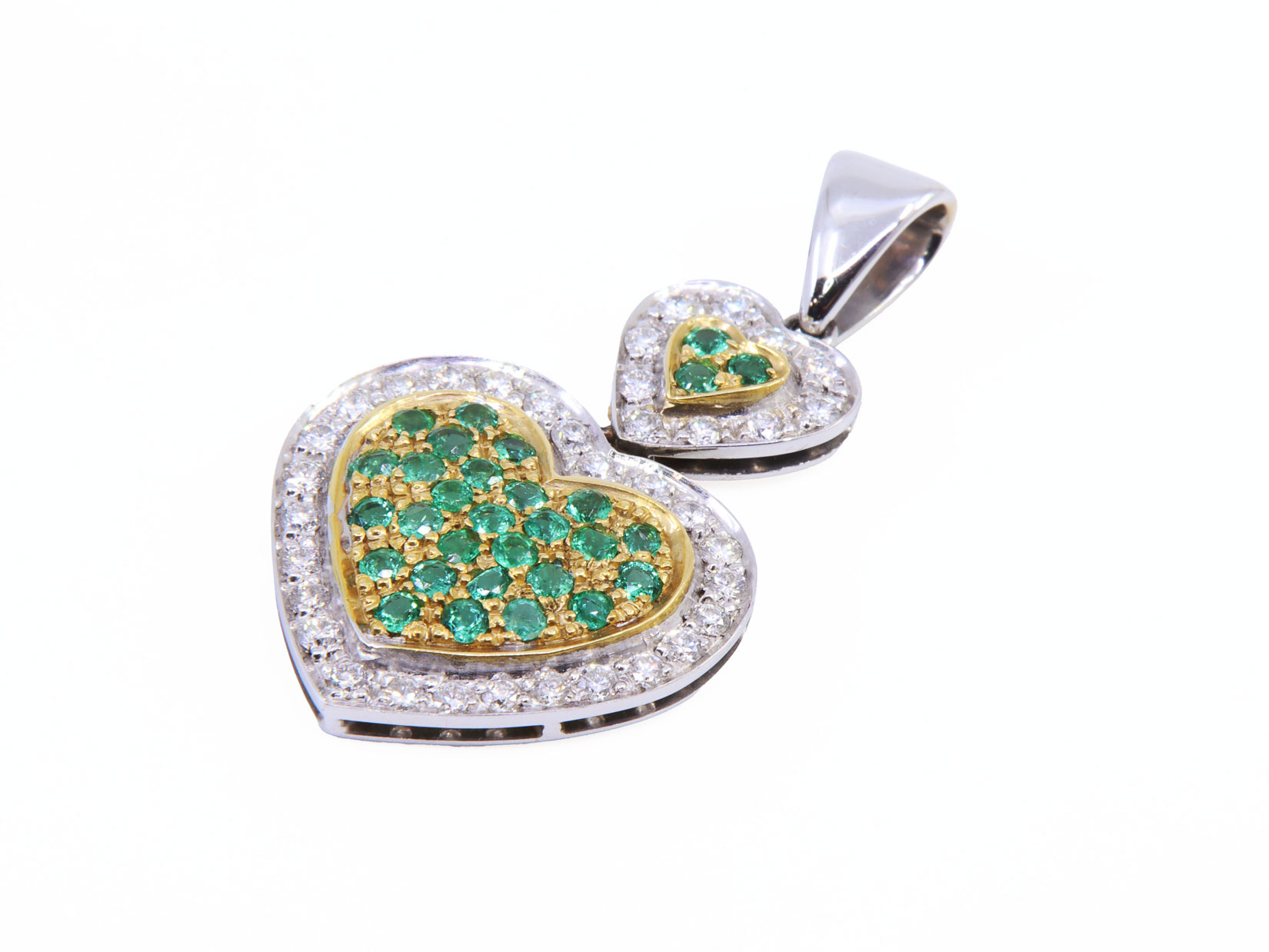 Pendente cuore smeraldi e brillanti o.g./o.b. 0 b 0,68 s 1,2
