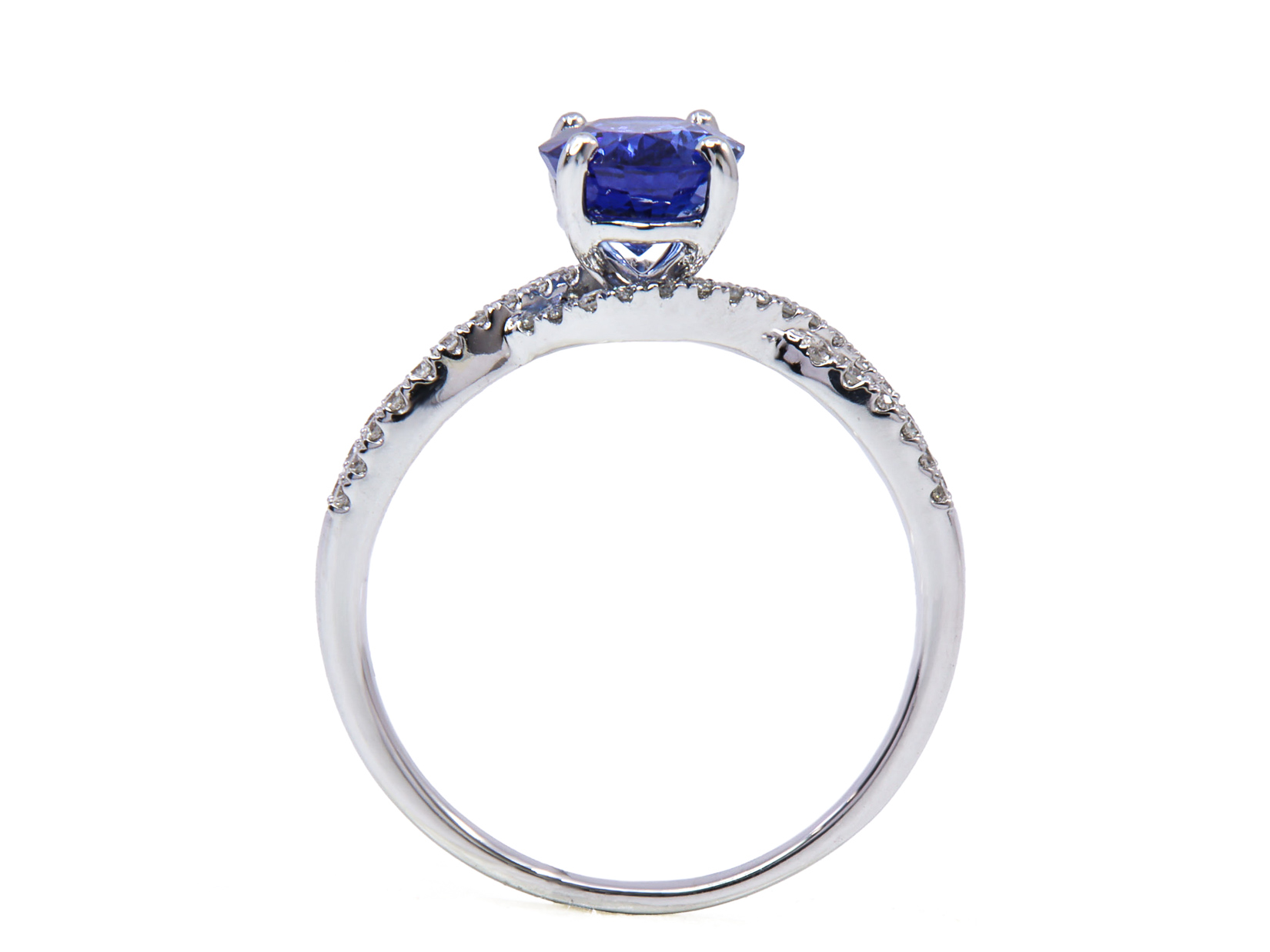 Anello oro bianco 18Kt gr4,10, zaffiro 2,04ct e brillanti 0,28ct - Cert GRS