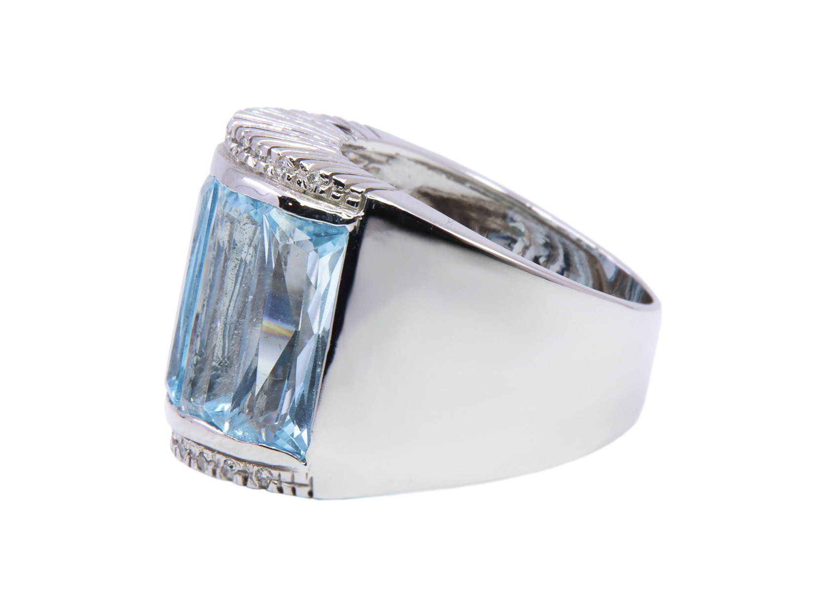 ANELLO FASCIA TOPAZIO AZZURRO E BRILLS