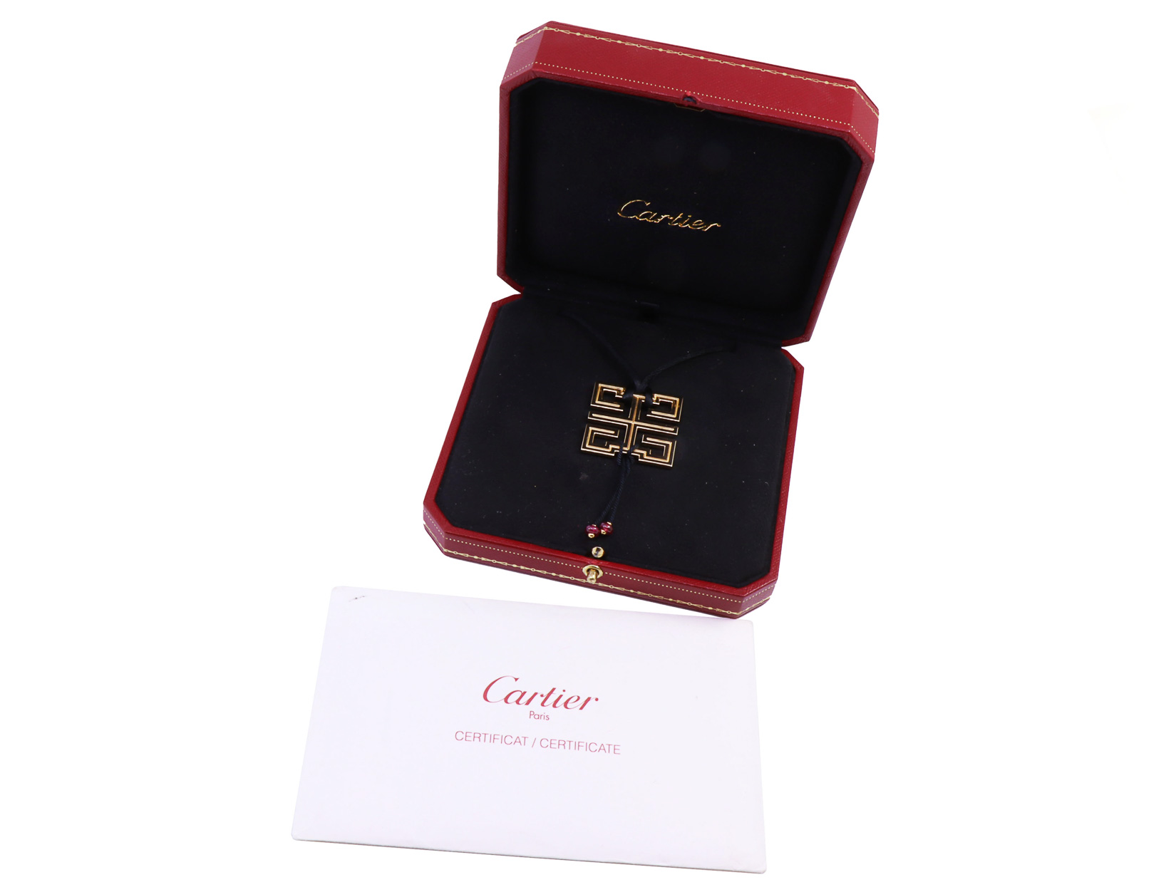 Ciondolo Carier Wishknot Pm Ruby & Yellow Gold, 18kt net 22 gr., Cartier Box & Papers