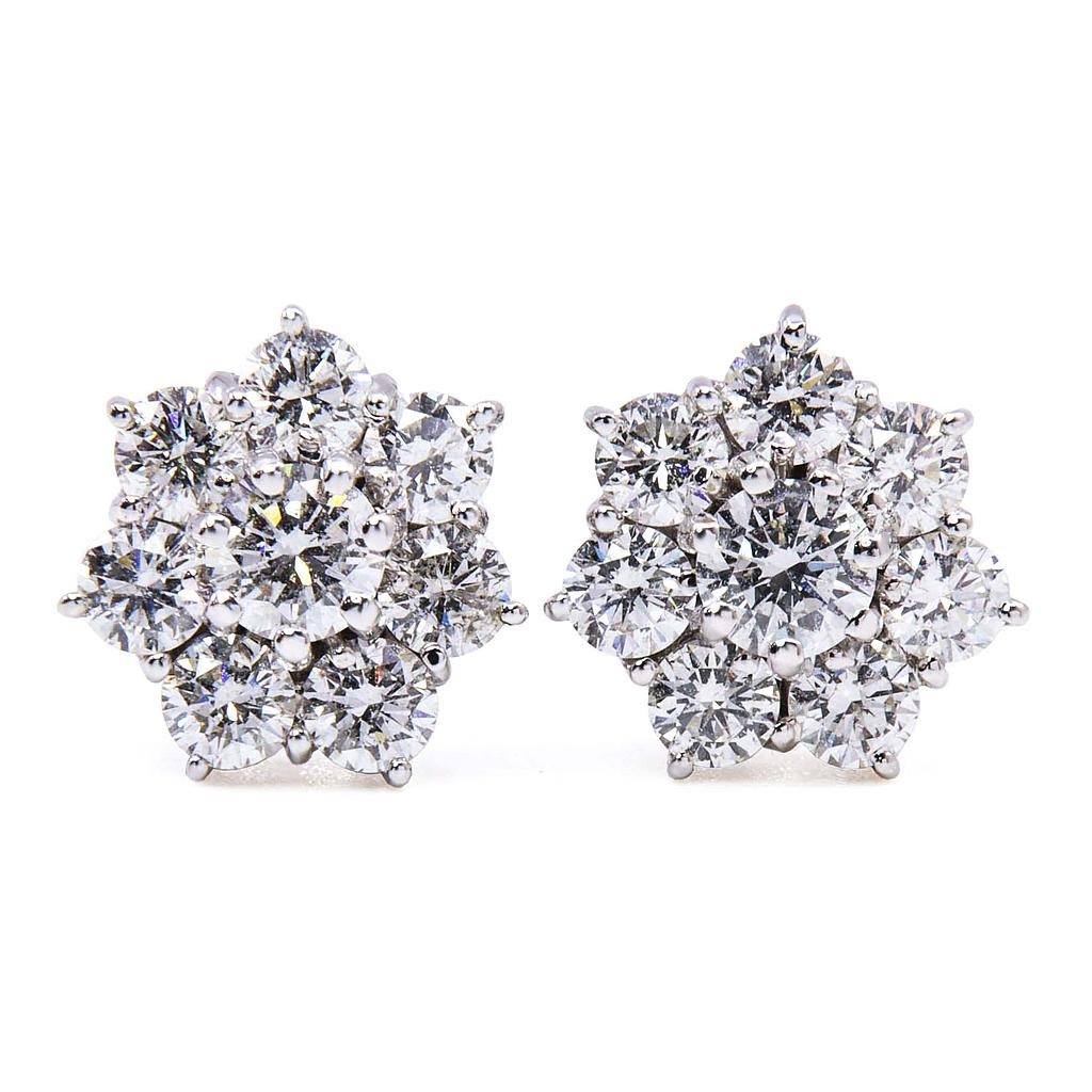 Orecchini fiore - Brillanti 2,26ct. G-VS, oro 18kt. peso totale 4,4gr