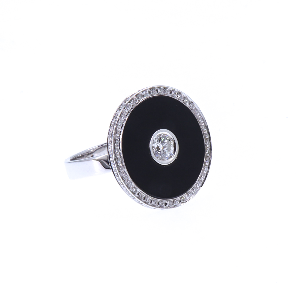 Anello onice - Brillanti 0,60ct. oro 18kt.