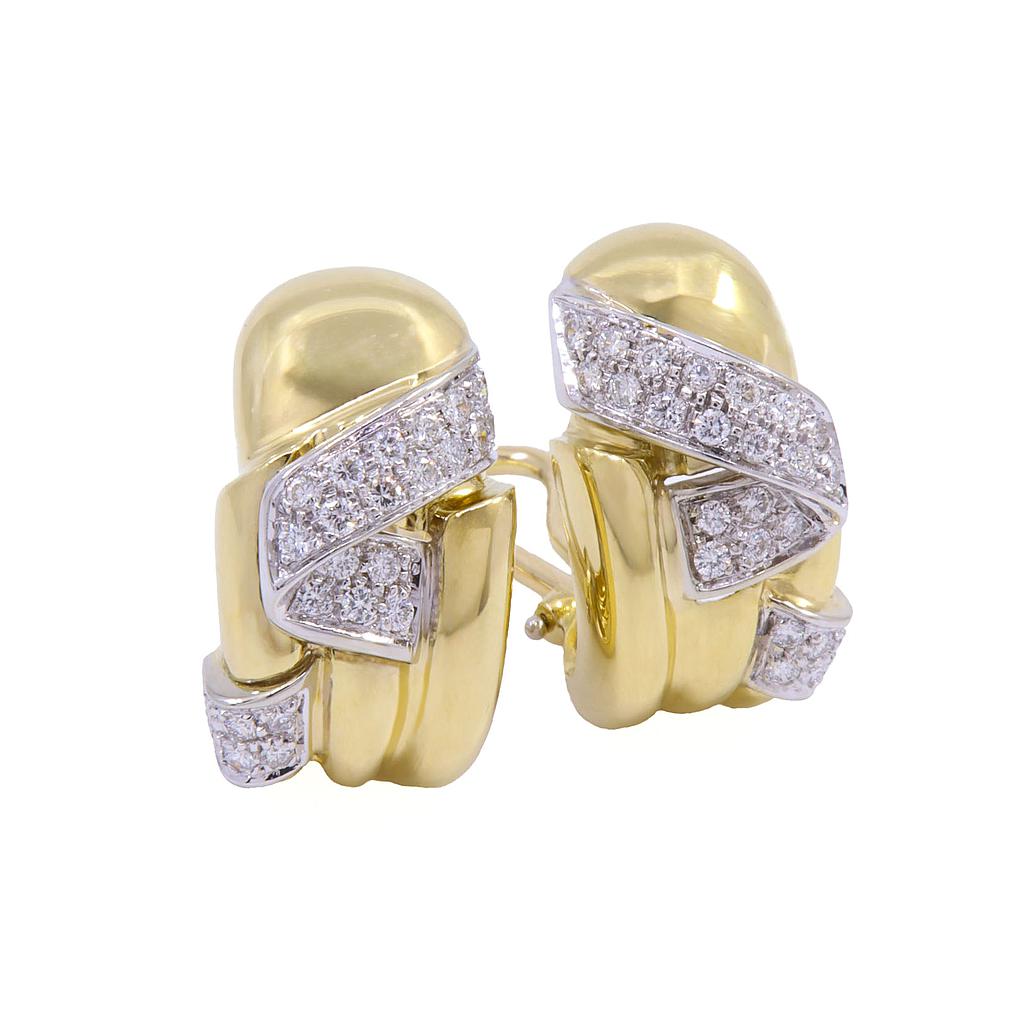 Orecchini nastro - Brillanti 0,50ct. G-VS1, oro 18kt. peso totale 13,30gr