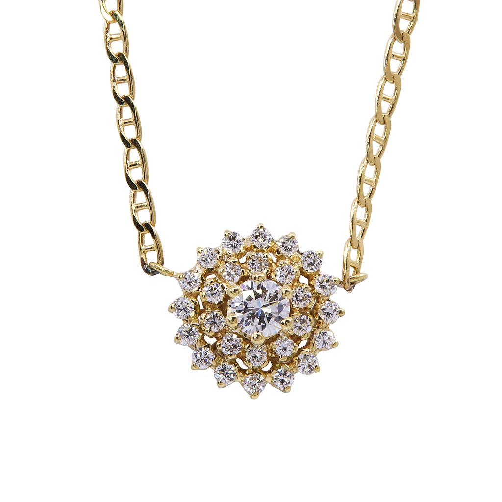 Girocollo con pendente - Brillanti 0,95ct. totali, H-VS1, oro 18kt. peso totale 8,6gr