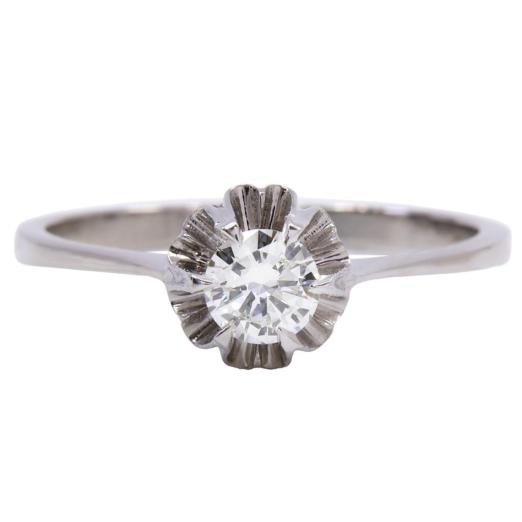 Anello solitario - Brillante 0,47ct H/I-VS1, oro 18kt di gr.3,5