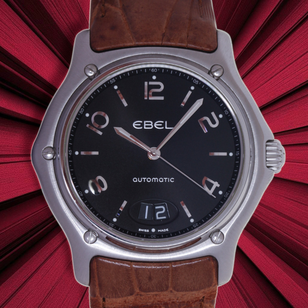 Ebel 1911 automatic ref:E9125250 Steel Big Date, Leather strap,  Ebel Box & Papers - Like new
