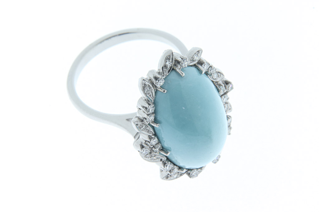 Anello - Brillanti e turchese, oro 18kt.