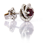 Orecchini in oro bianco 18 kt di gr. 4,40 con Rubini Birmani di tot. 0,70 ct e Brillanti Naturali per tot. 0,42 ct, colore G, purezza VS
