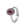 anello ob. Con rubino ovale centrale ct. 0.66 mozambico e brills attorno ct. 0.30 fg vvs
