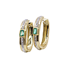 Orecchini ovali in oro giallo 18 kt. con brillantini e pietre verdi  di grammi 11,4