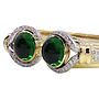 Bracciale rigido - Brillanti e pietre verdi, oro18kt. peso totale 58,5gr
