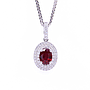 Collana - Rubino 0,85ct. brillanti 0,60ct F-VVS in oro 18kt. peso totale 3,9gr